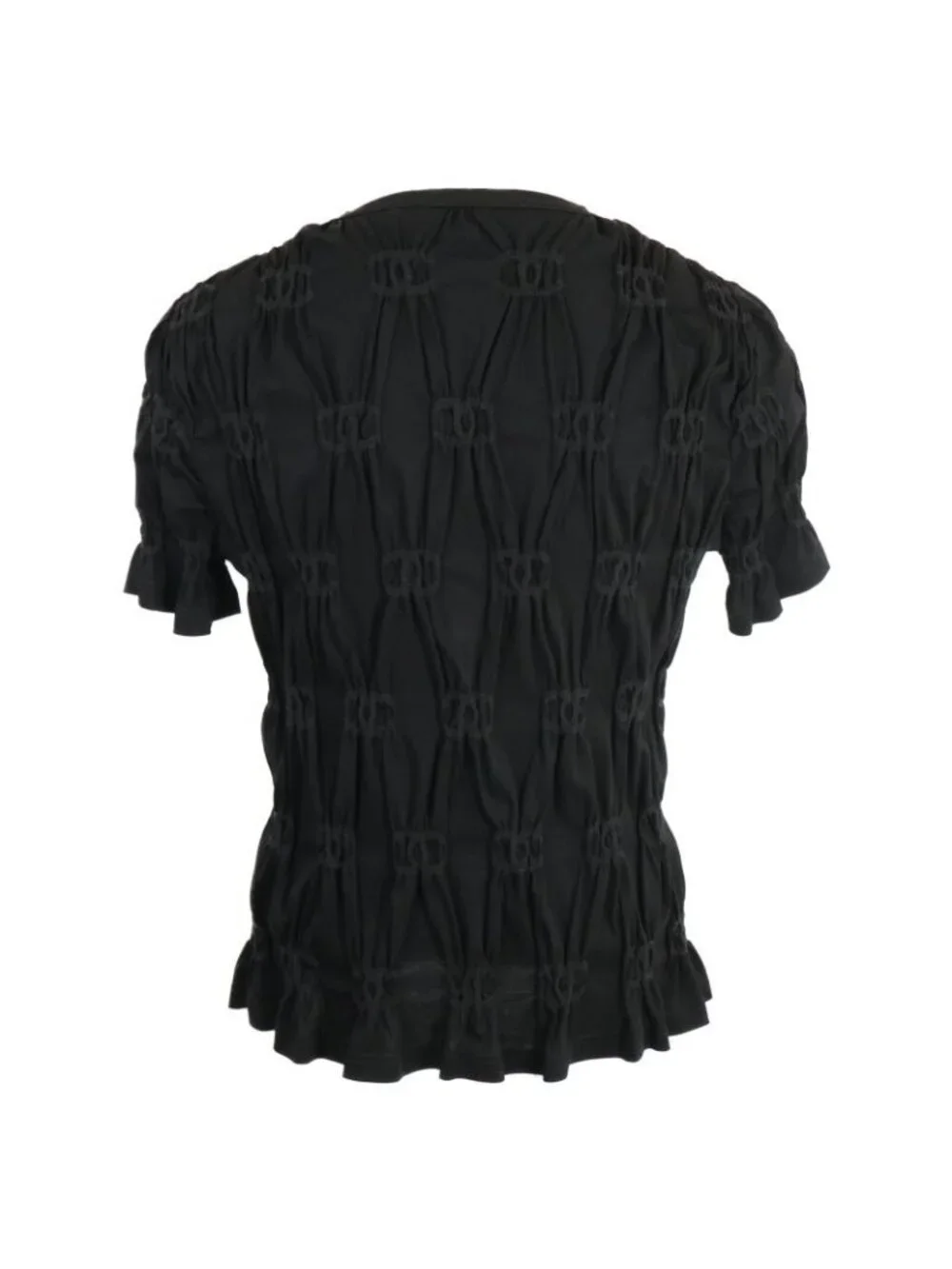 Chanel Cruise CC Logo Shirring Short Sleeve Top XS Ring - Picture 2 of 8